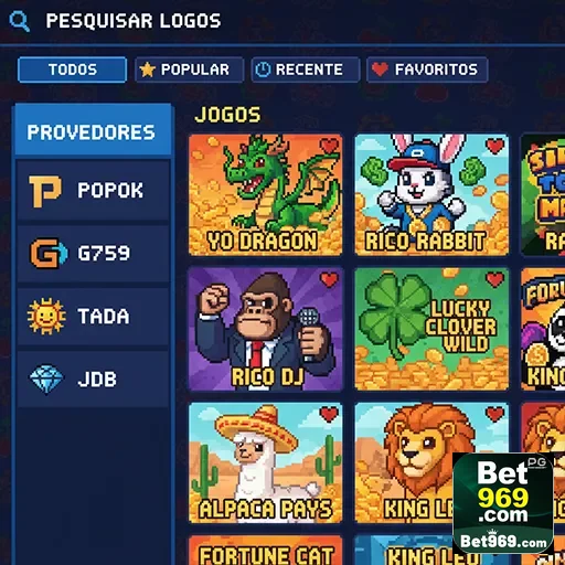Interface da 969bet mostrando provedores e jogos VIP exclusivos.
