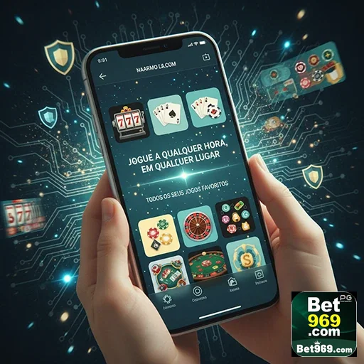 Aplicativo 969bet mostrando slots e jogos de cartas.