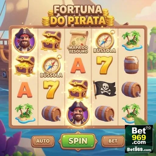 Tela de celular com o jogo Fortuna do Pirata na 969bet.