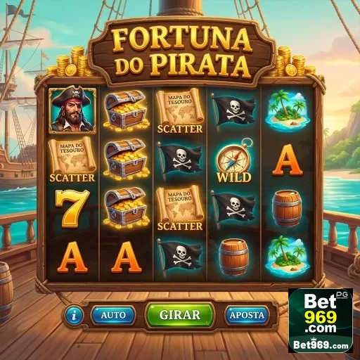 Tela do slot 'Fortuna do Pirata' no site 969bet.