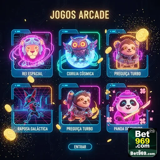 Jogos arcade disponíveis na plataforma 969bet com animações vibrantes.