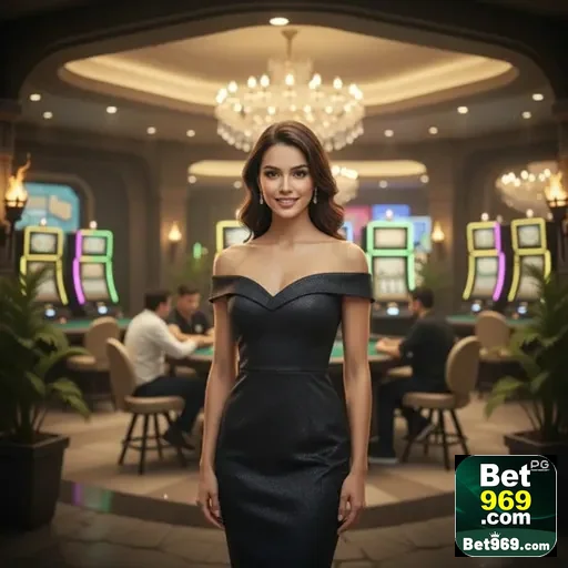 Jogadora em cassino representando serviços VIP da 969bet.