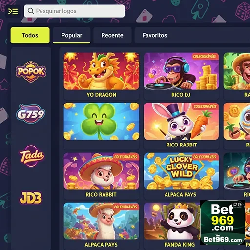Tela do app 969bet com jogos de slots populares destacados.