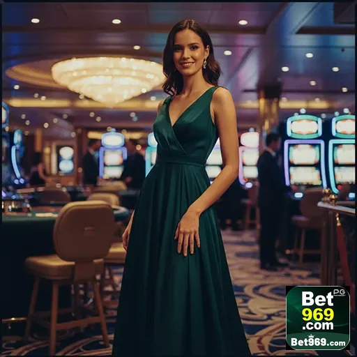 Jogadora em um cassino elegante da 969bet.